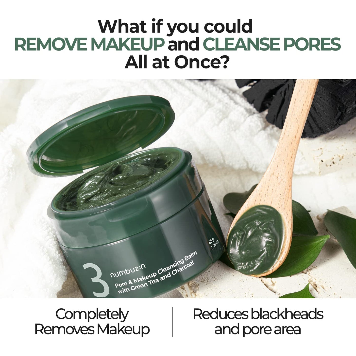 Numbuzin-No.3 Pore & Makeup Cleansing Balm with Green Tea and Charcoal 2.99 oz