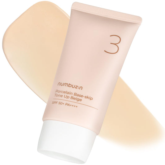 Numbuzin - No. 3 Porcelain Base-Skip Tone Up Beige-SPF50+ PA++++ 1.69 fl. oz.