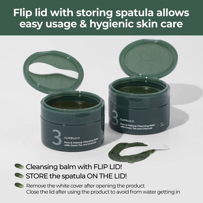 Numbuzin-No.3 Pore & Makeup Cleansing Balm with Green Tea and Charcoal 2.99 oz