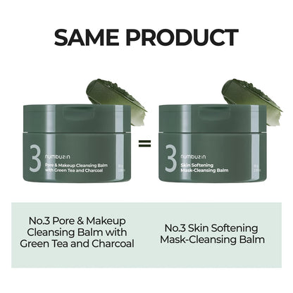 Numbuzin-No.3 Pore & Makeup Cleansing Balm with Green Tea and Charcoal 2.99 oz