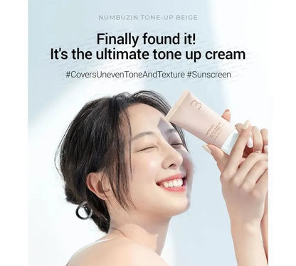 Numbuzin - No. 3 Porcelain Base-Skip Tone Up Beige-SPF50+ PA++++ 1.69 fl. oz.