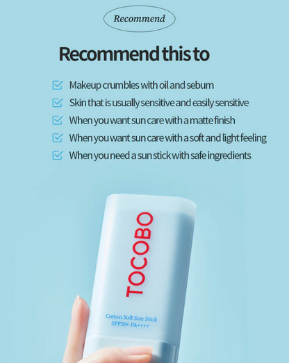 Tocobo - Cotton Soft Sun Stick SPF50+ PA++++