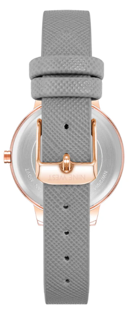 Nine West | Floral Dial Saffiano Strap Watch