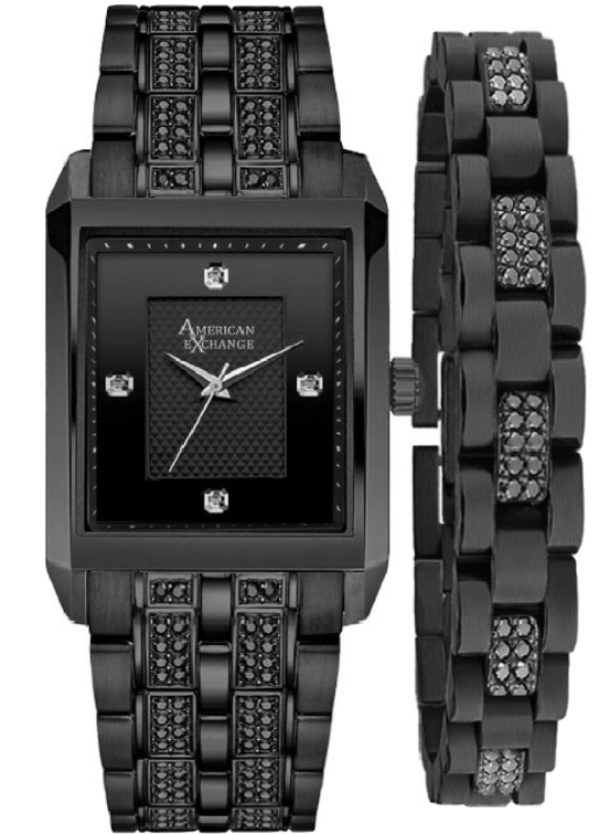 Macy's | American Exchange | Men's Crystal Bracelet Watch 33mm Gift Set