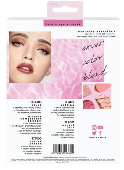 Real Techniques | Everyday Essentials Makeup Brush Set with Bonus Miracle Complexion Sponge