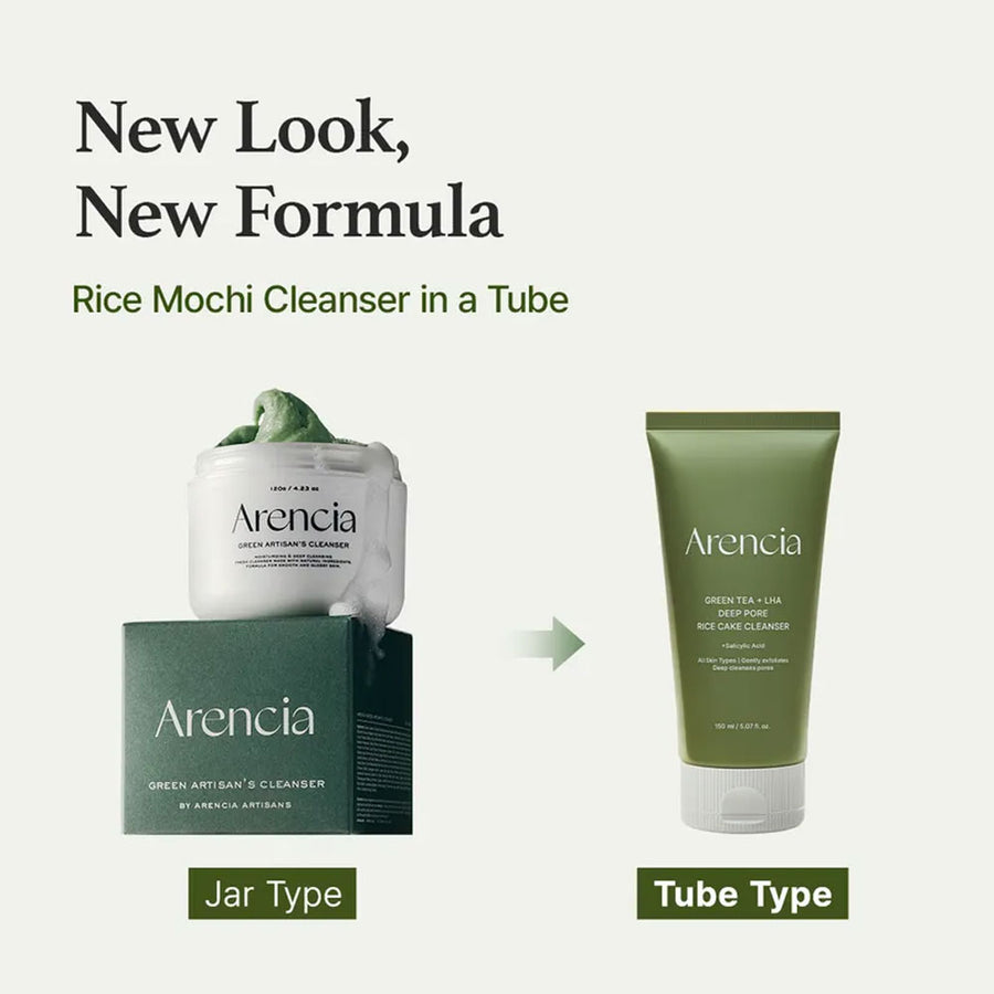 Arencia Green Tea + LHA Deep Pore Rice Cake Cleanser