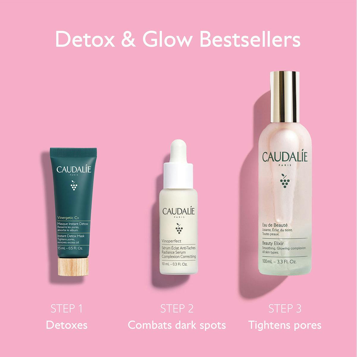 Caudalie Beauty Elixir Detox & Glow Bestsellers Trio set
