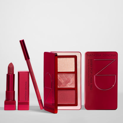 Natasha Denona Berry Pop Cheek Trio Blush & Highlighter Palette