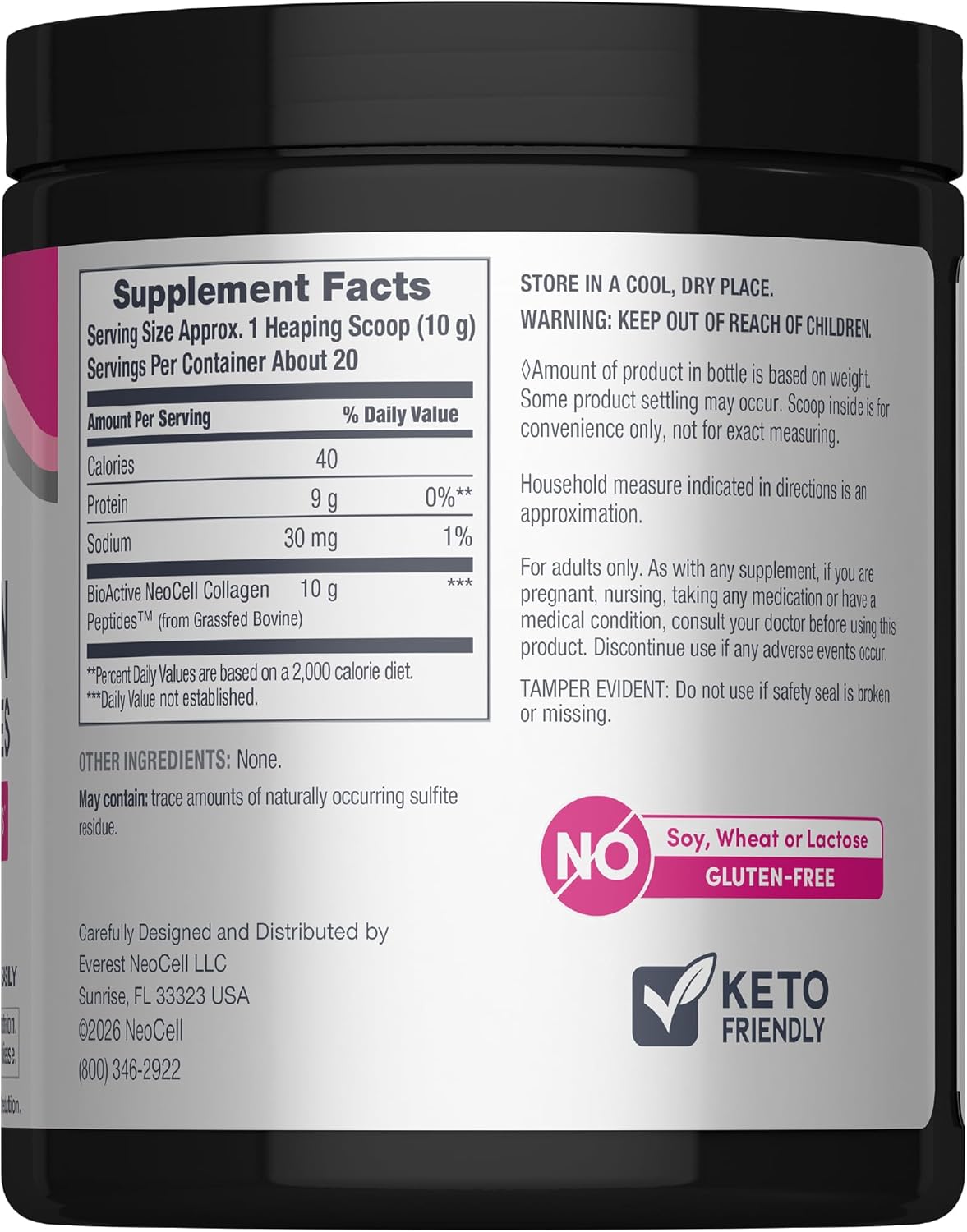 NeoCell Grassfed Collagen Peptides Powder Unflavored
