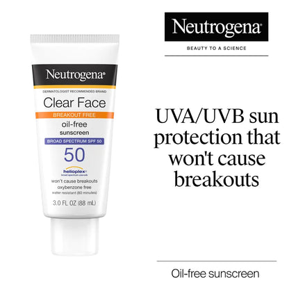 Neutrogena Clear Face Liquid Lotion Sunscreen Broad Spectrum SPF 50