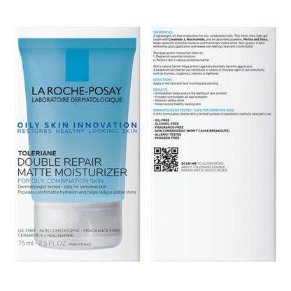 La Roche Posay | Preebiotic Skin Care | Toleriane Double Repair Matte Moisturizer | For Oily, Combination Skin