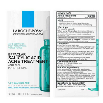 La Roche Posay | Effaclar Salicylic Acid Acne Treatment Serum | Anit Acne - Pore-Refining - 1.5% Salicylic Acid Serum Treatment for Acne