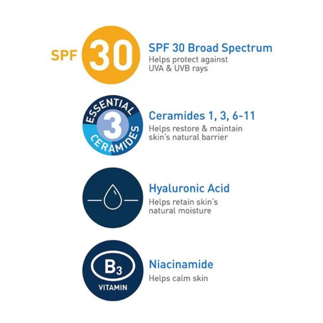 Cera Ve | AM | Facial Moisturizing Lotion with Sunscreen | Broad Spectrum SPF 30 | Oil Free