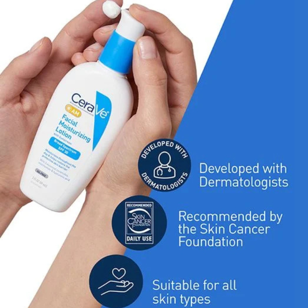 Cera Ve | AM | Facial Moisturizing Lotion with Sunscreen | Broad Spectrum SPF 30 | Oil Free