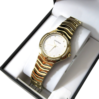 Armitron | Women's Gold-Tone Analog Watch with Genuine Crystal Accents 75/5733SVGP