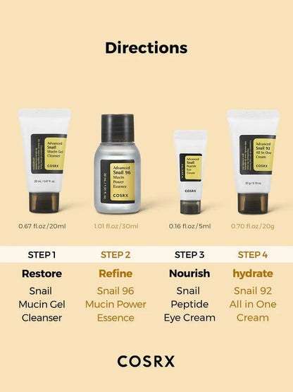 COSRX All About Snail 4-Step Skincare Kit – Repair, Hydrate & Glow