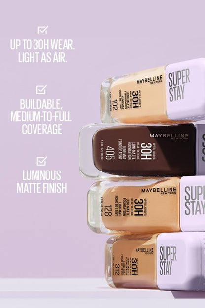 Maybelline Super Stay® Lumi-Matte Foundation makeup (Buildable coverage and up to 30hr wear.)