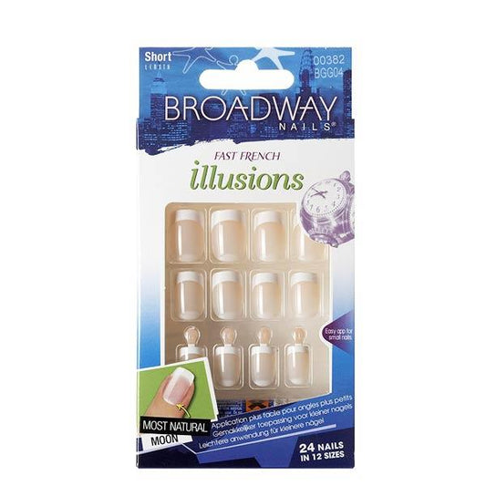 Broadway Nails | Fast French Illusions Square Short 24 Pack