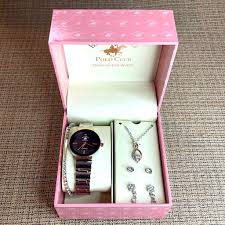 Beverly Hills | Polo Club Diamond Dial Watch,  Bracelet,  Necklace & Earring Set