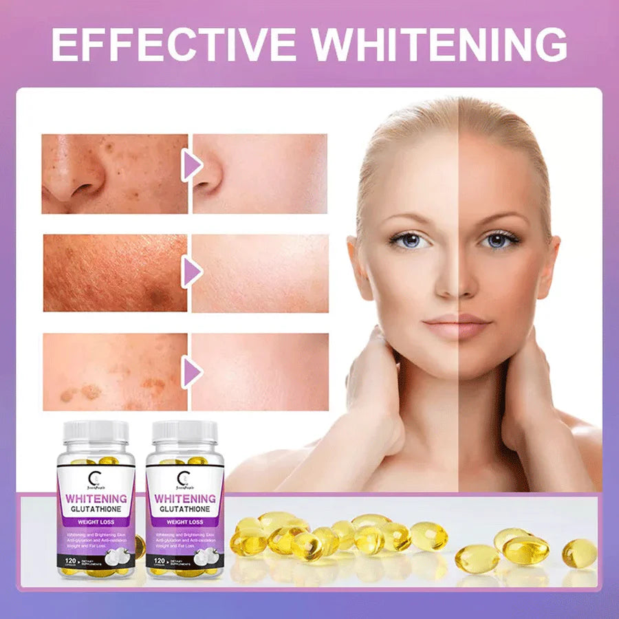 Glutathione Capsules – Anti-Aging Skin Whitening Pills &amp; Fat Burner for Weight Loss