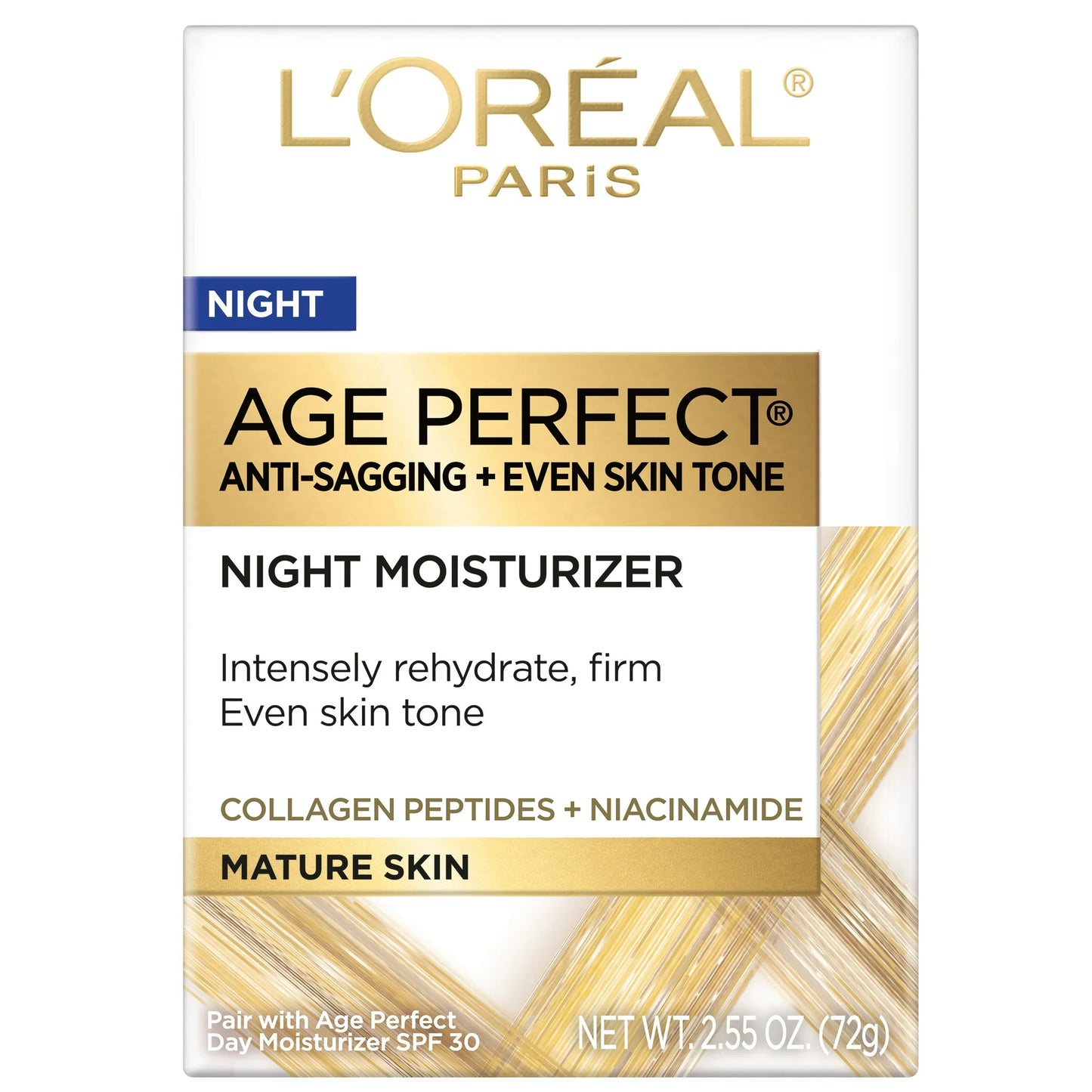 L'Oreal Paris- Age Perfect Night Moisturizer Anti Aging Even Tone, 2.5 oz(72g)