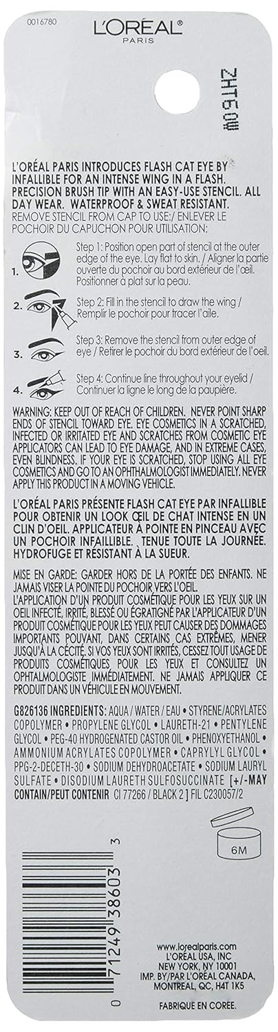 L'Oreal Paris-Infallible Flash Cat Waterproof Liquid Eyeliner, Black, 0.44 oz.