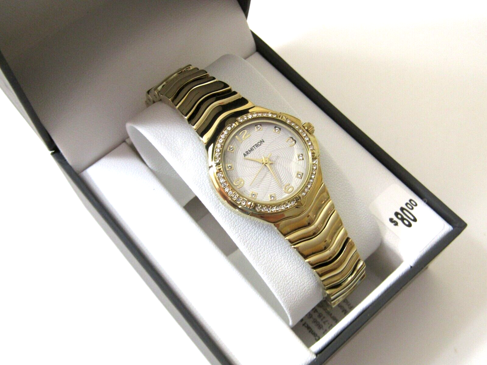 Armitron | Women's Gold-Tone Analog Watch with Genuine Crystal Accents 75/5733SVGP